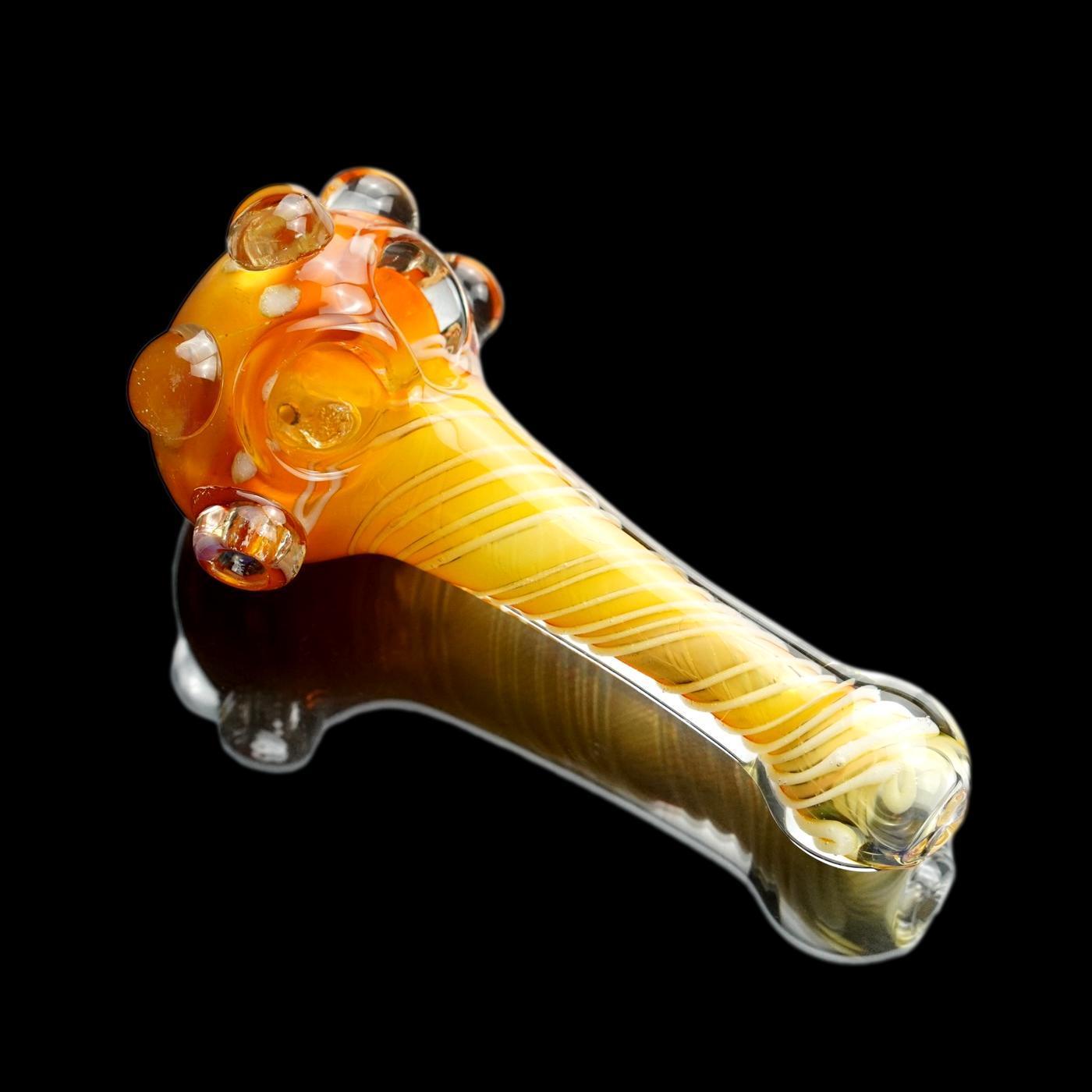 5" HEAVY GLASS ORANGE DOUBLE BOWL HAND PIPE HCC Distributor and wholesaler 