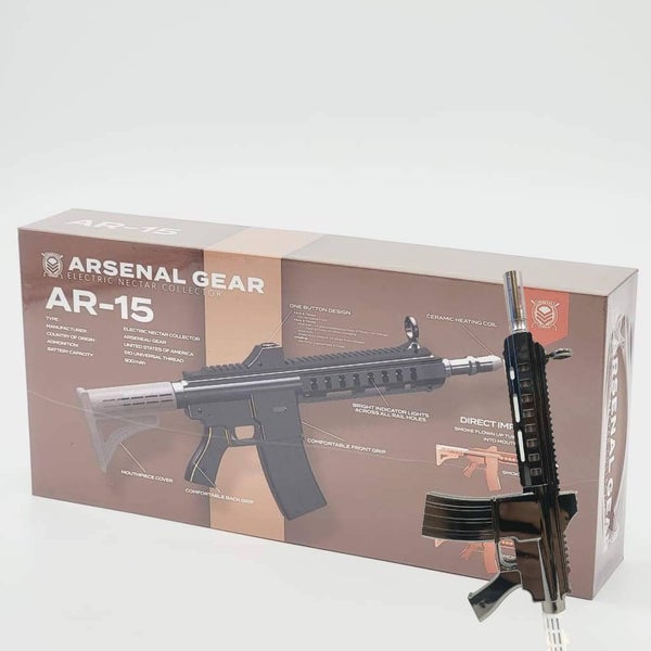 Description Features: Brand: Arsenal AR-15 Rifle Design Electric Nectar Collector AR-15 Arsenal Gear Electric Nectar Collector  This AR-15 Rifle Electric Nectar Collector by Arsenal Gear is a hot seller because of its unique shape and flawless heating dab capabilities.
